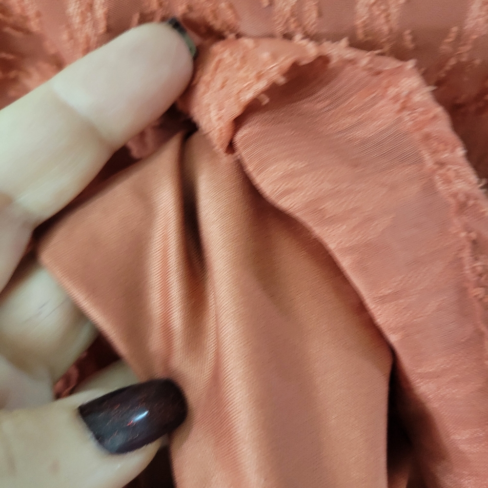 LAUREN CONRAD short sleeve lined Textured blouse Ties at  Neckline L. - Picture 6 of 8